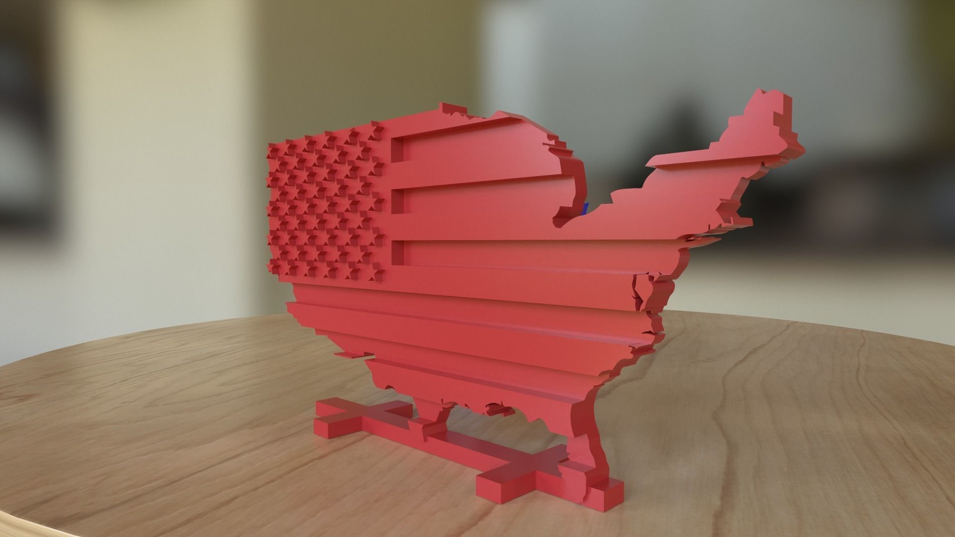 Ready for 3D print model map of United States styled as USA flag 3D print model_15