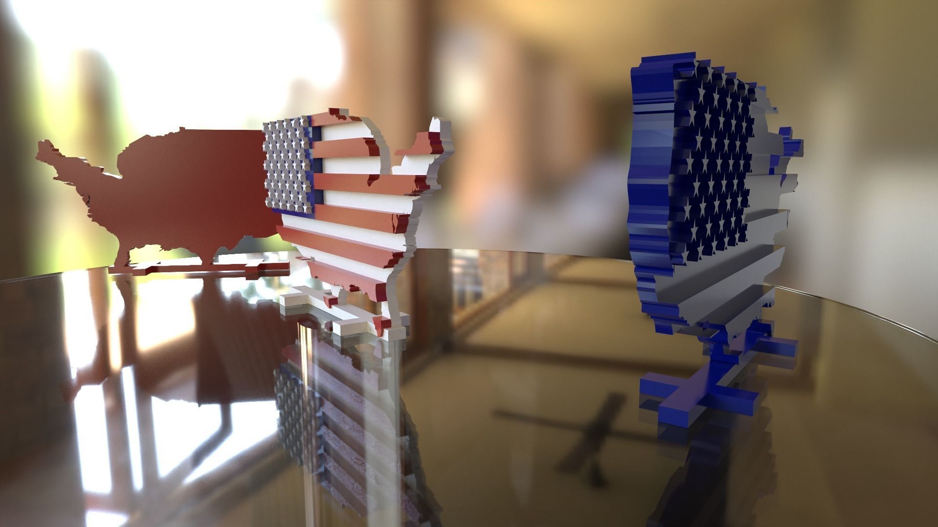 Ready for 3D print model map of United States styled as USA flag 3D print model_10