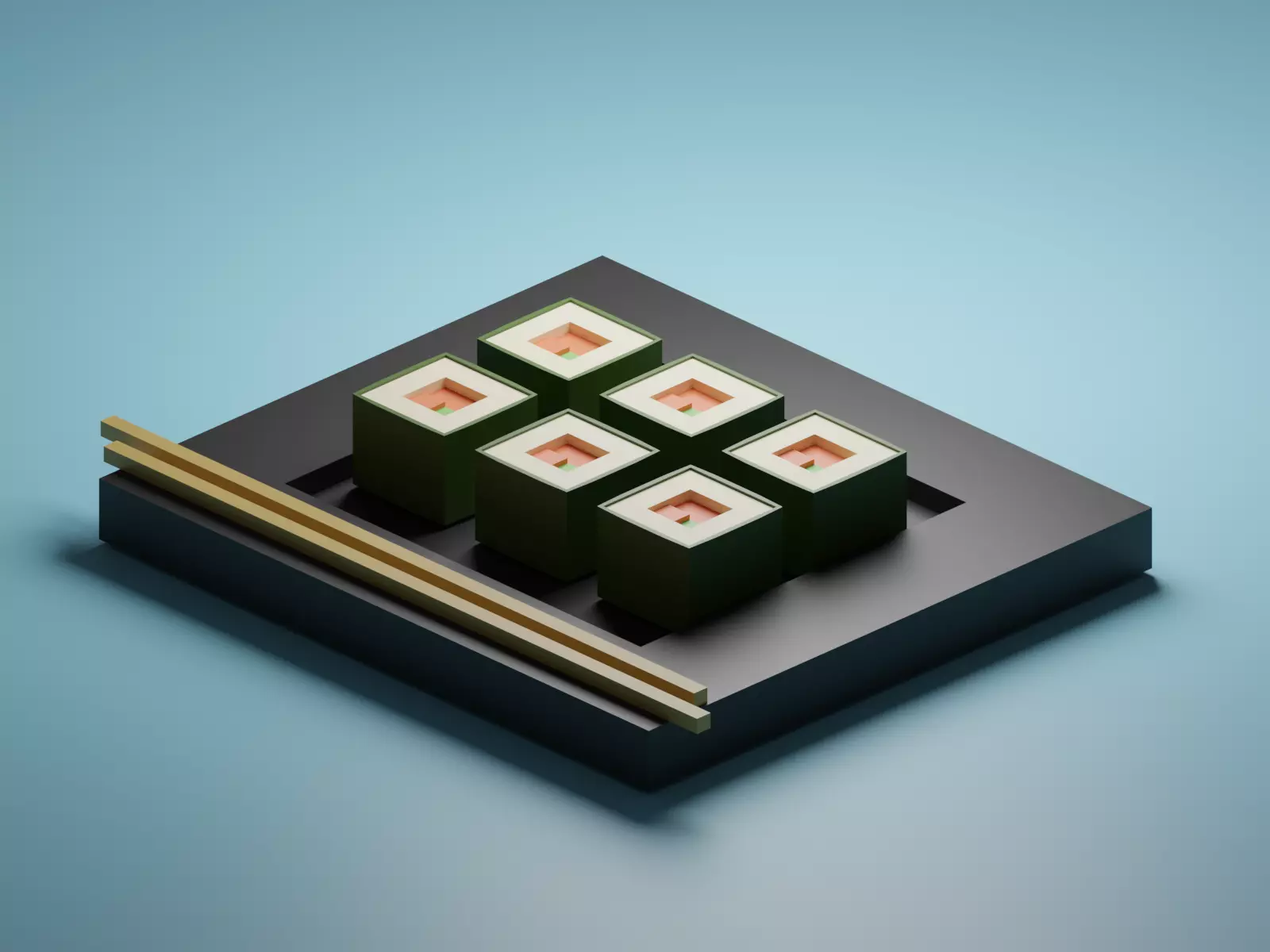 Sushi for interiors games PBR low-poly Game ready game dev Low-poly 3D model