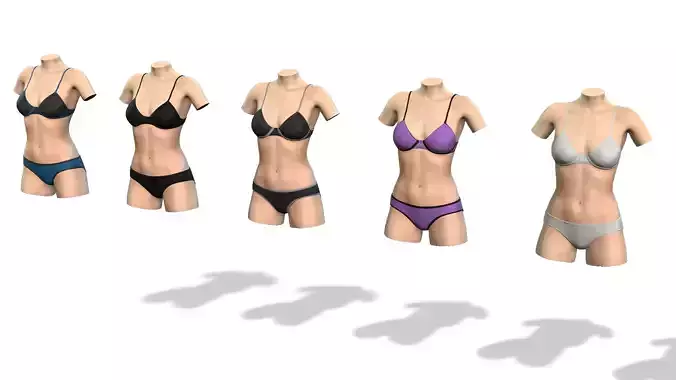 5 in 1 bikini on mannequin 3D model