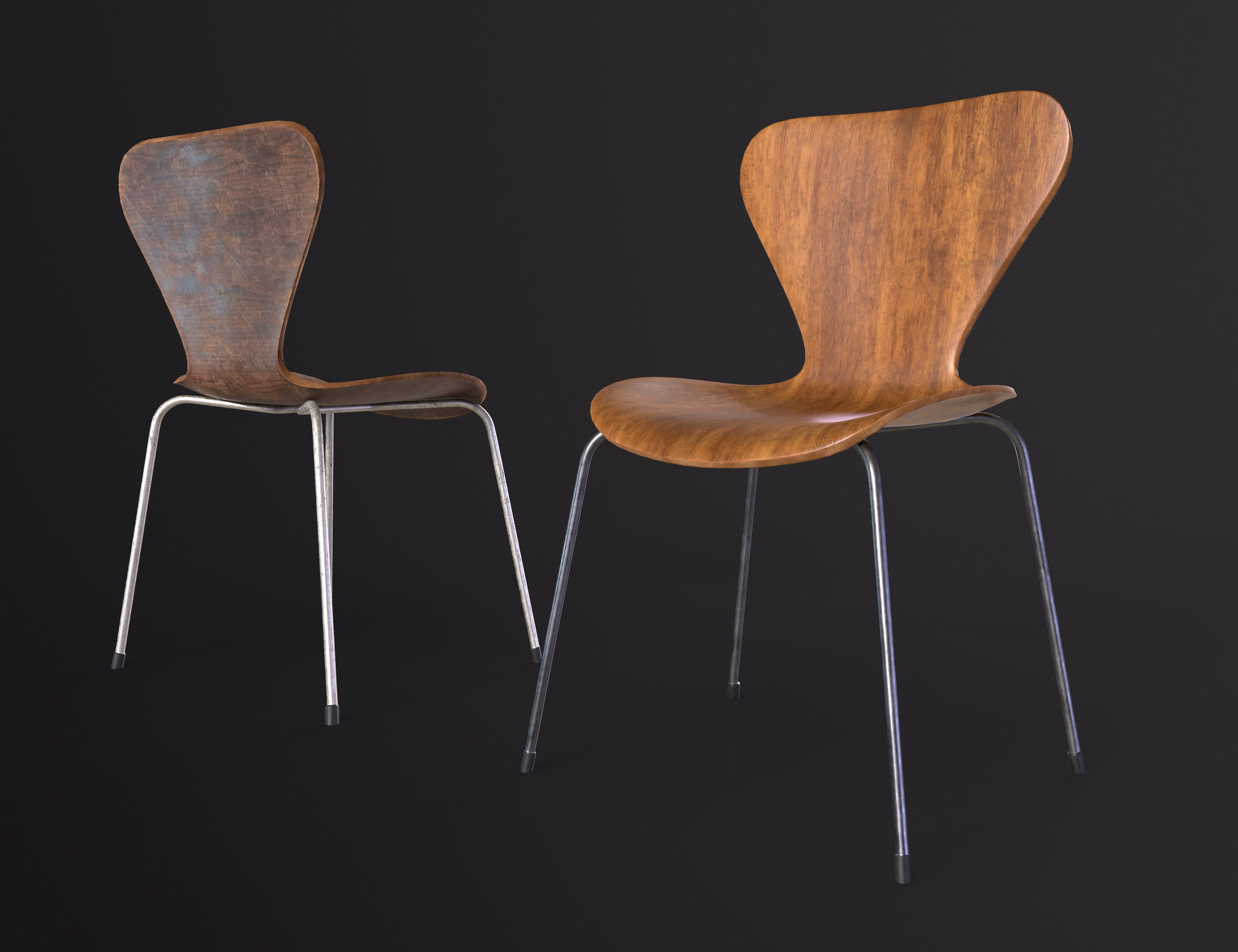 silla jacobsen serie 7 Low-poly 3D model_3