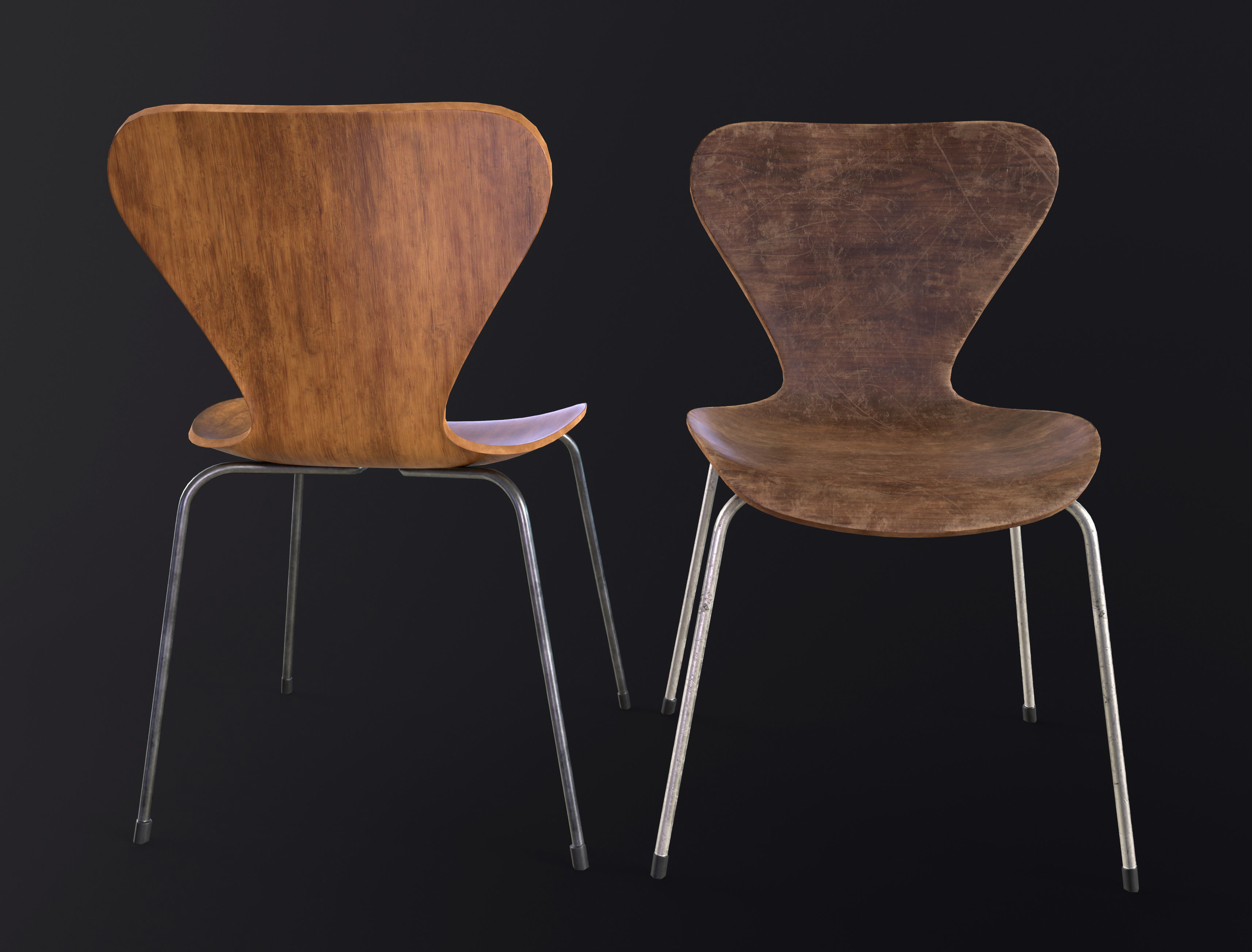 silla jacobsen serie 7 Low-poly 3D model_2