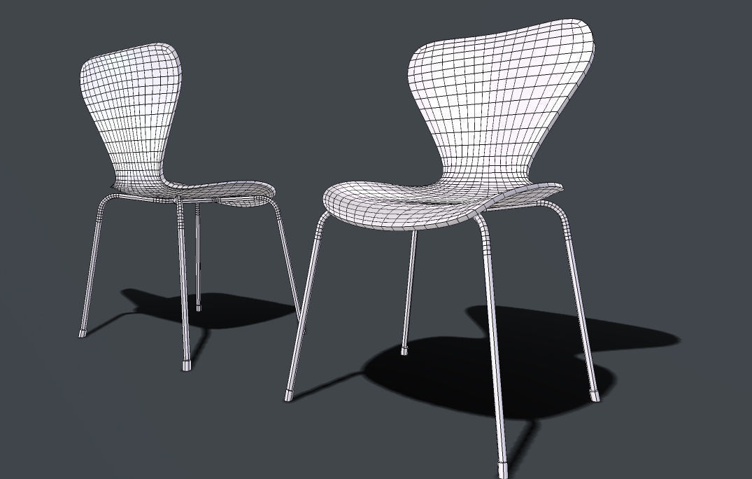 silla jacobsen serie 7 Low-poly 3D model_4