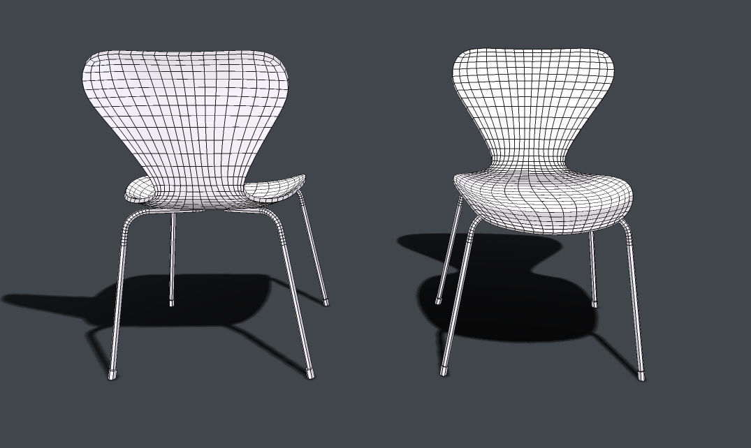 silla jacobsen serie 7 Low-poly 3D model_5
