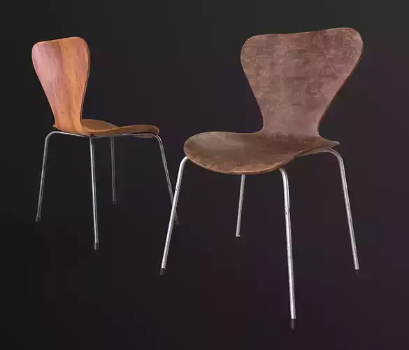 silla jacobsen serie 7 Low-poly 3D model