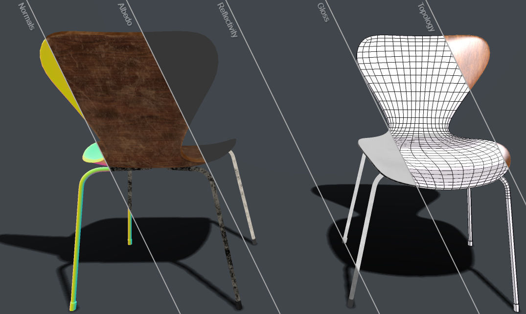 silla jacobsen serie 7 Low-poly 3D model_6