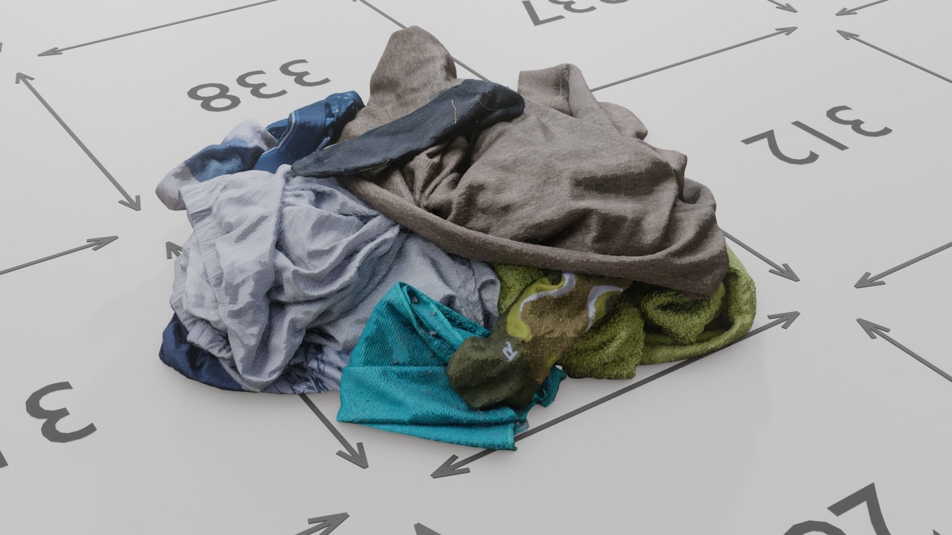 Pile of Pastel Clothes on the Ground 3D Scanned Low-poly 3D model_2