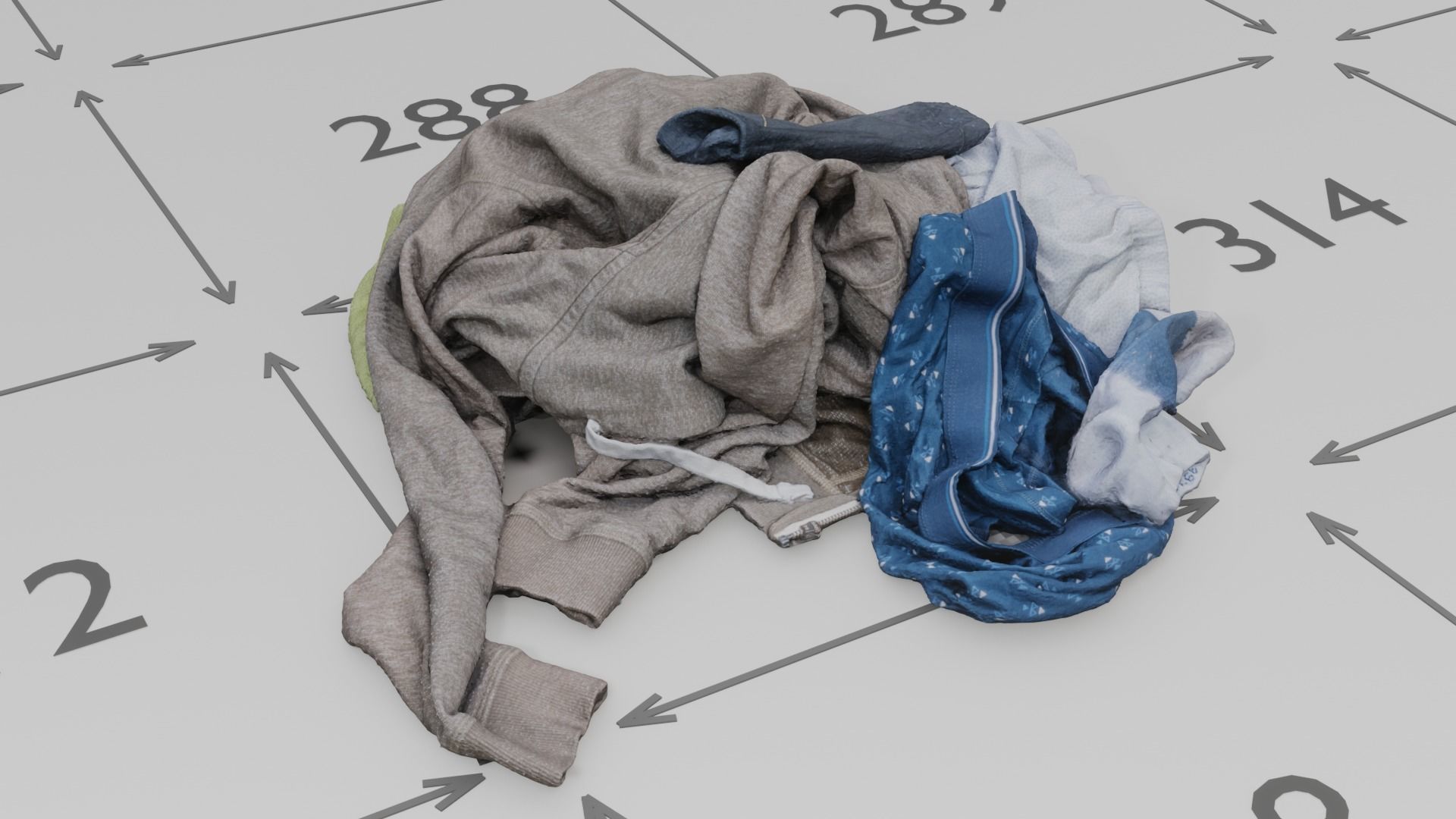 Pile of Pastel Clothes on the Ground 3D Scanned Low-poly 3D model_4