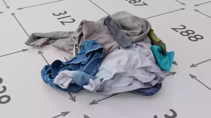 Pile of Pastel Clothes on the Ground 3D Scanned Low-poly 3D model