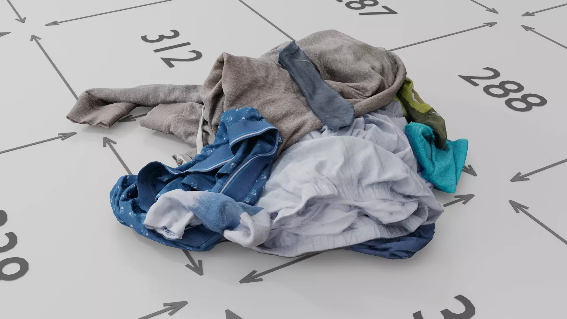 Pile of Pastel Clothes on the Ground 3D Scanned Low-poly 3D model_0