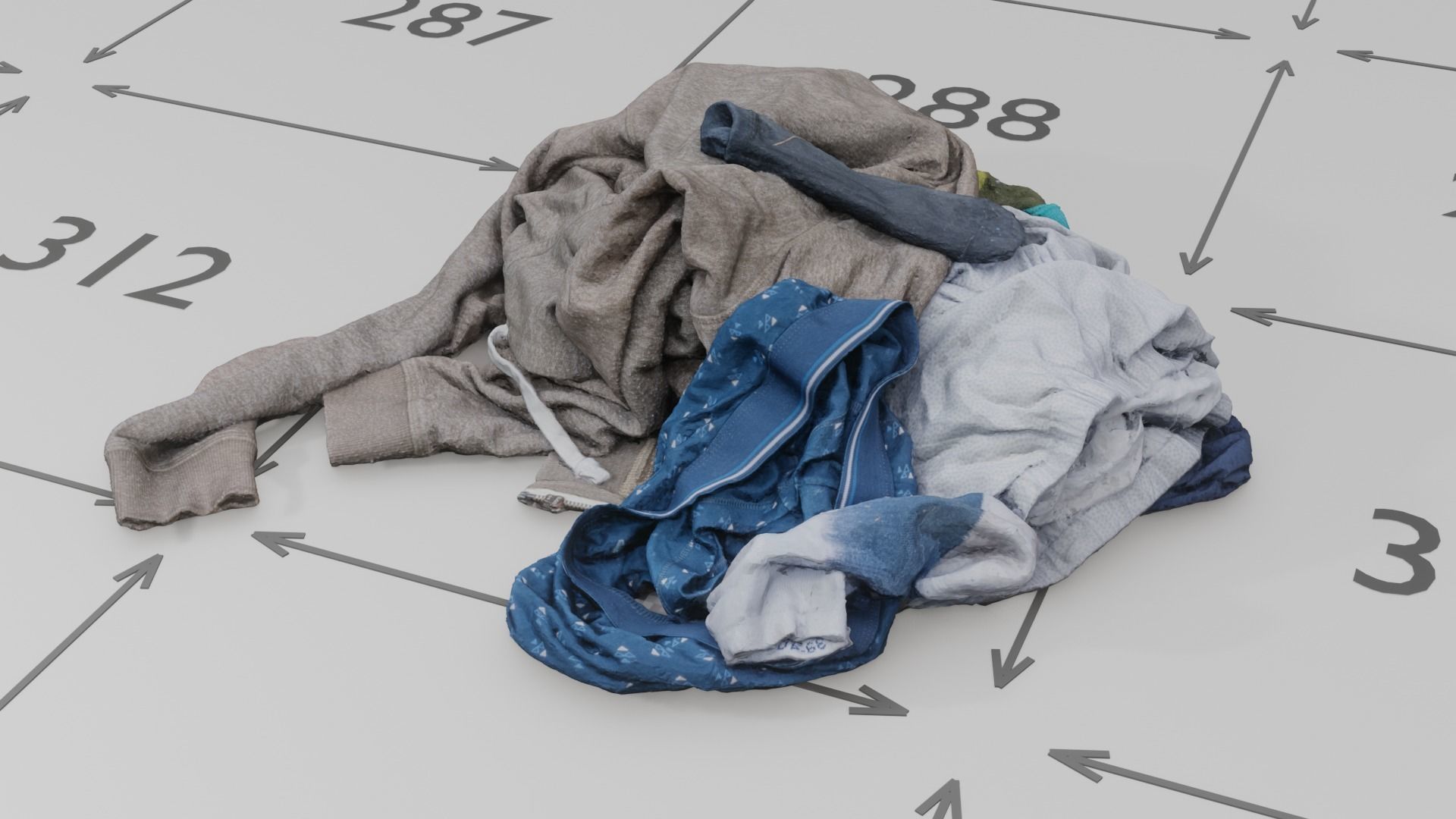 Pile of Pastel Clothes on the Ground 3D Scanned Low-poly 3D model_3