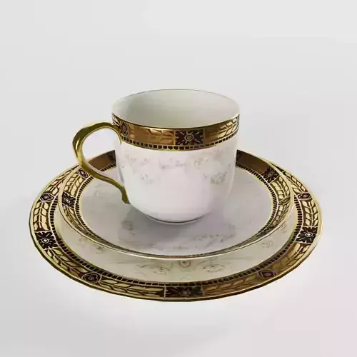 Antique Coffee Cup with Side Plate 3D model