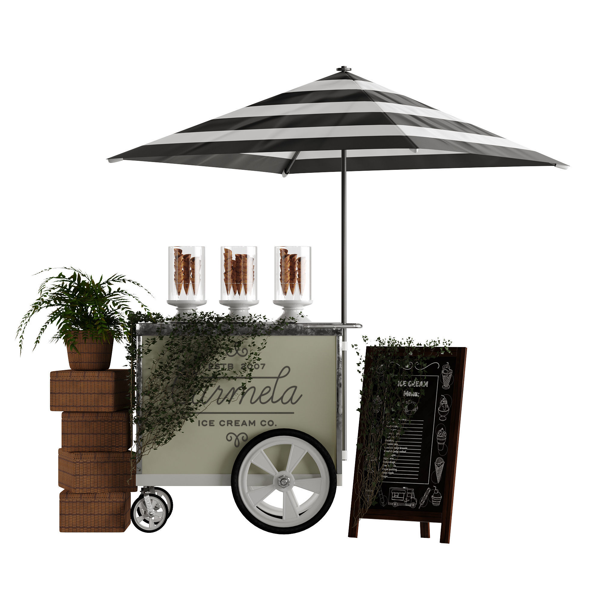 ice cream cart 3D model_4