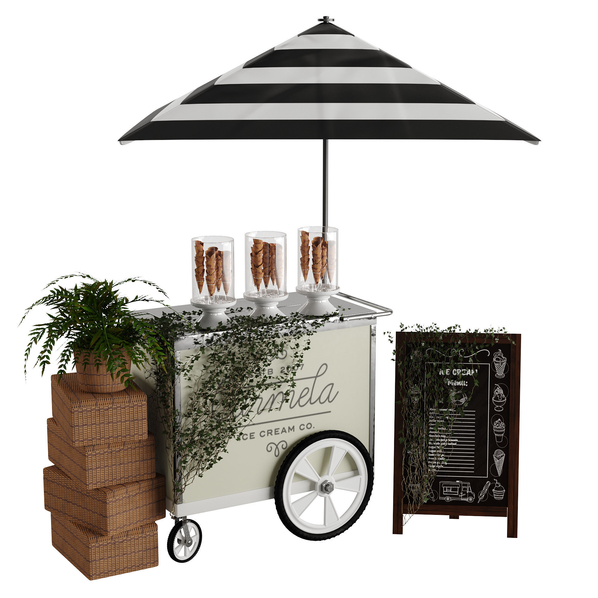 ice cream cart 3D model_11