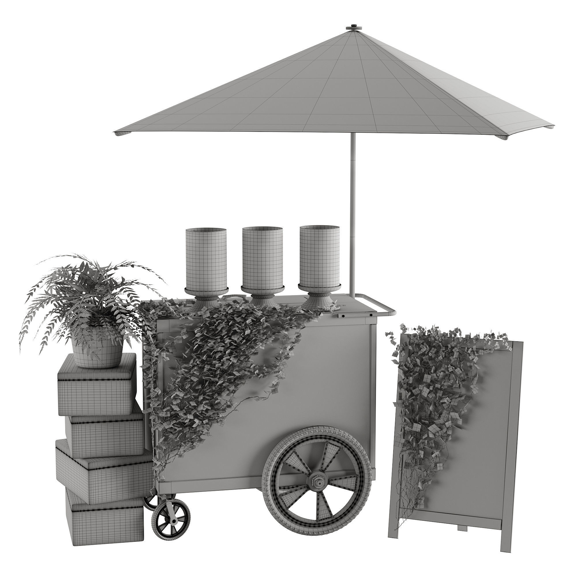 ice cream cart 3D model_12