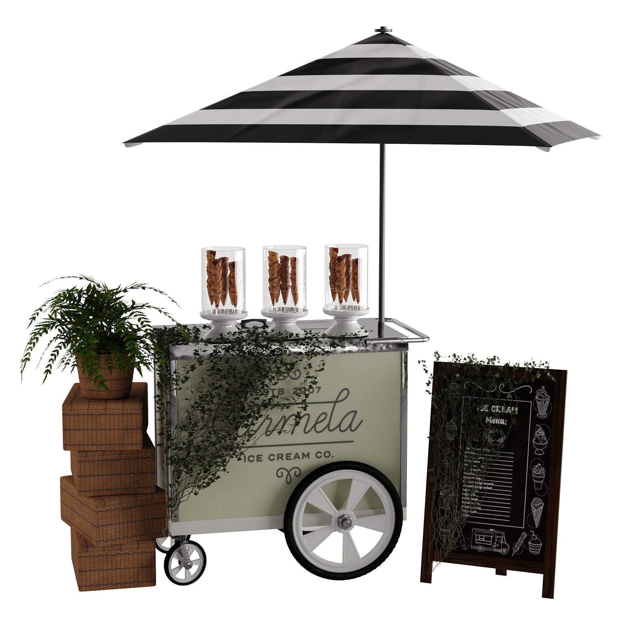 ice cream cart 3D model_6