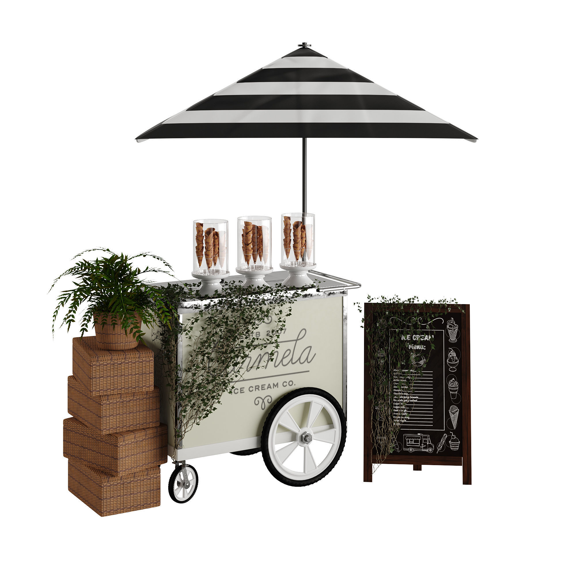 ice cream cart 3D model_2