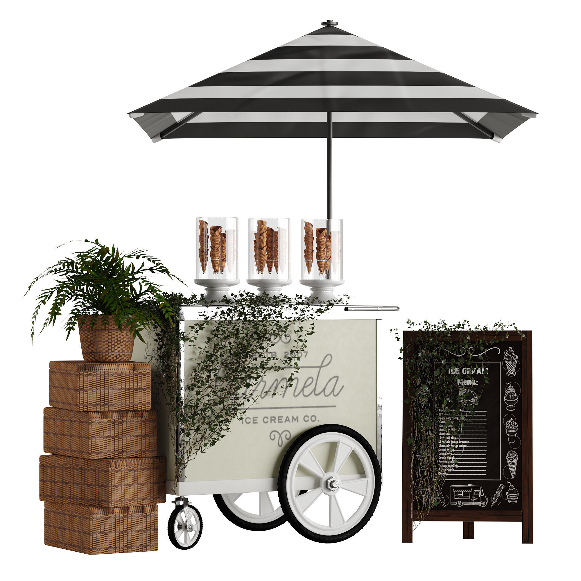 ice cream cart 3D model_1