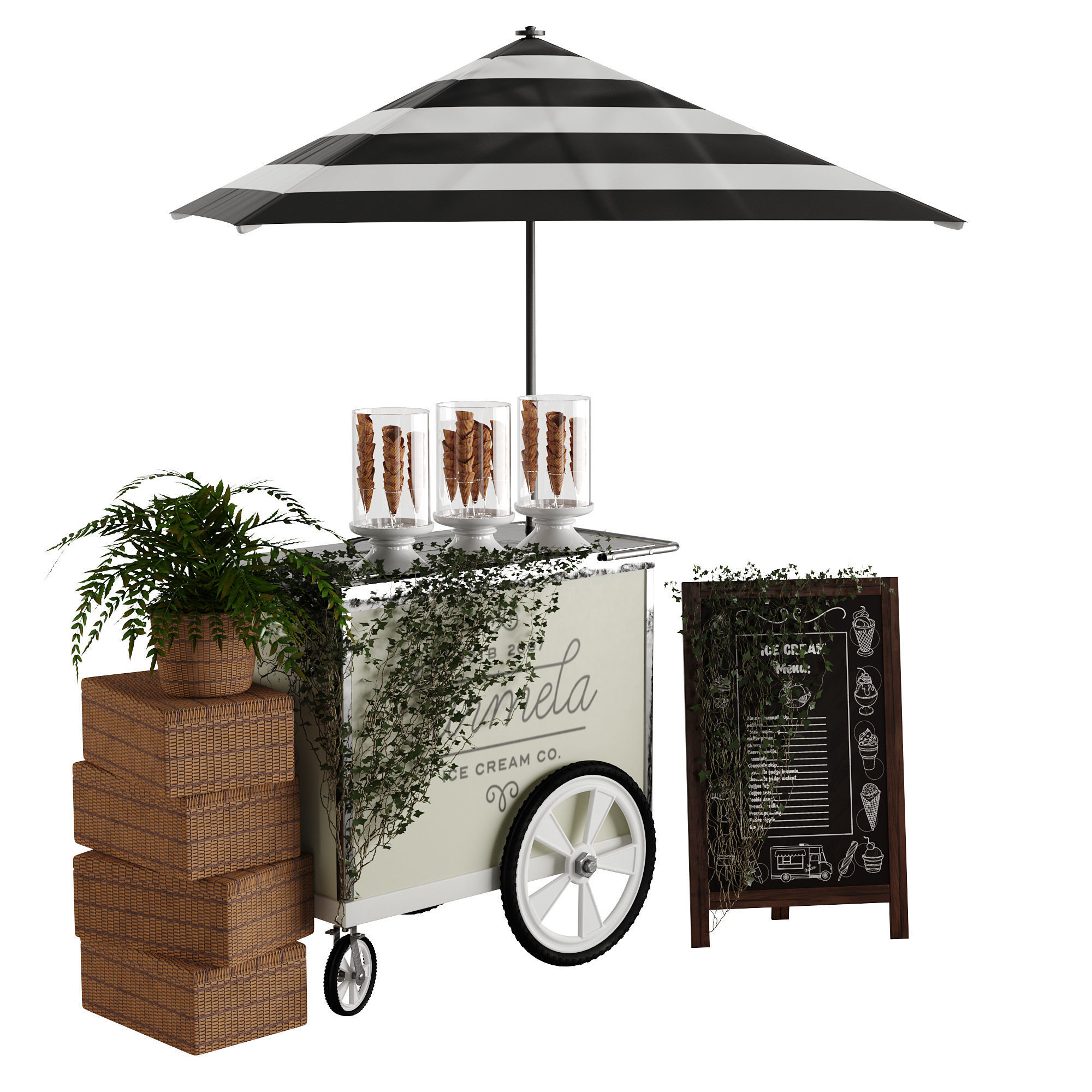 ice cream cart 3D model_9