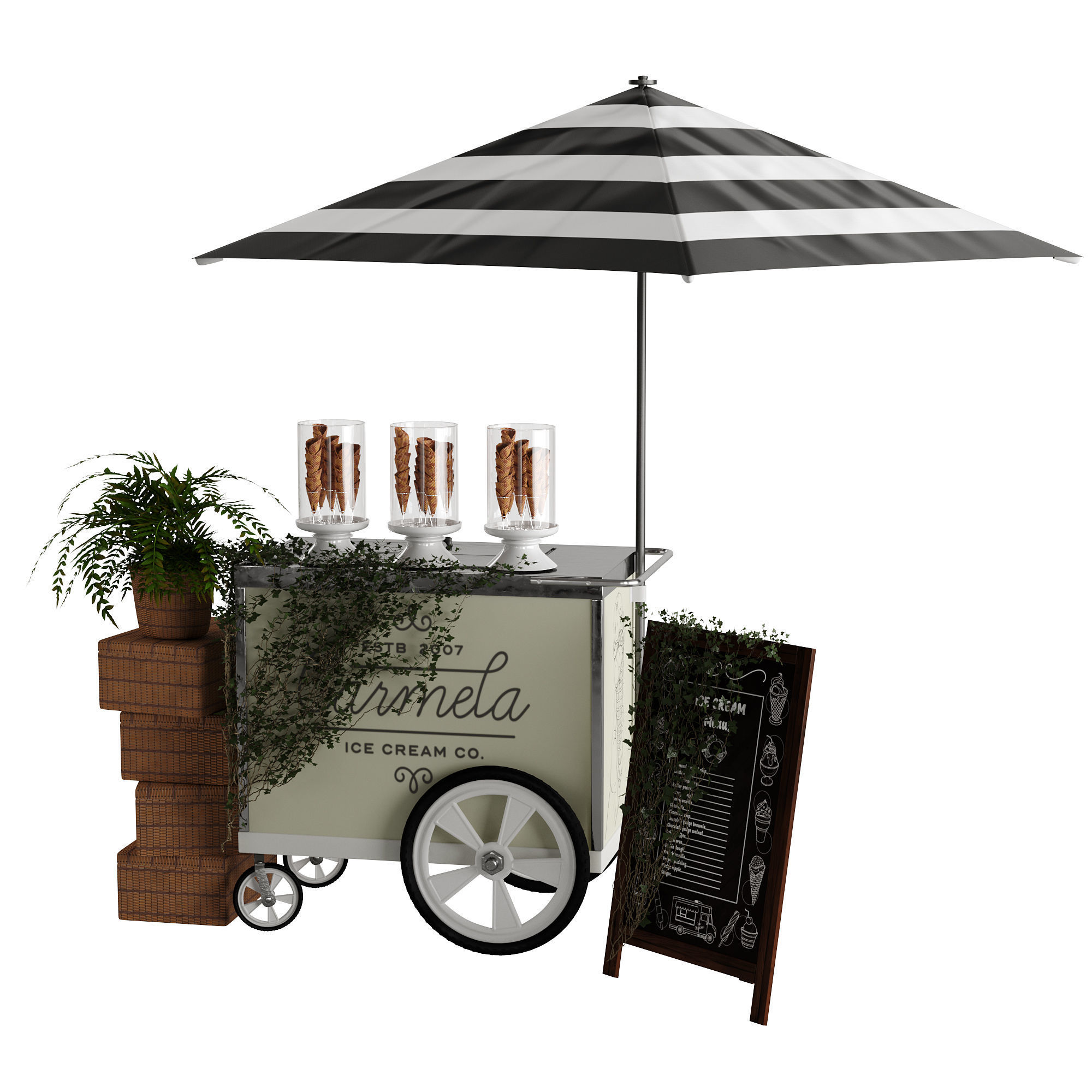 ice cream cart 3D model_7