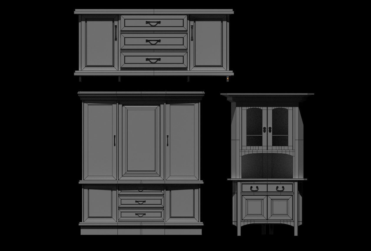 Cabinet Collection chest of drawers Low-poly 3D model_19