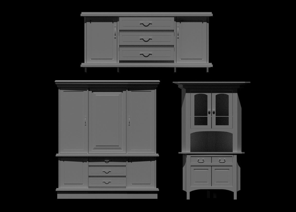 Cabinet Collection chest of drawers Low-poly 3D model_8