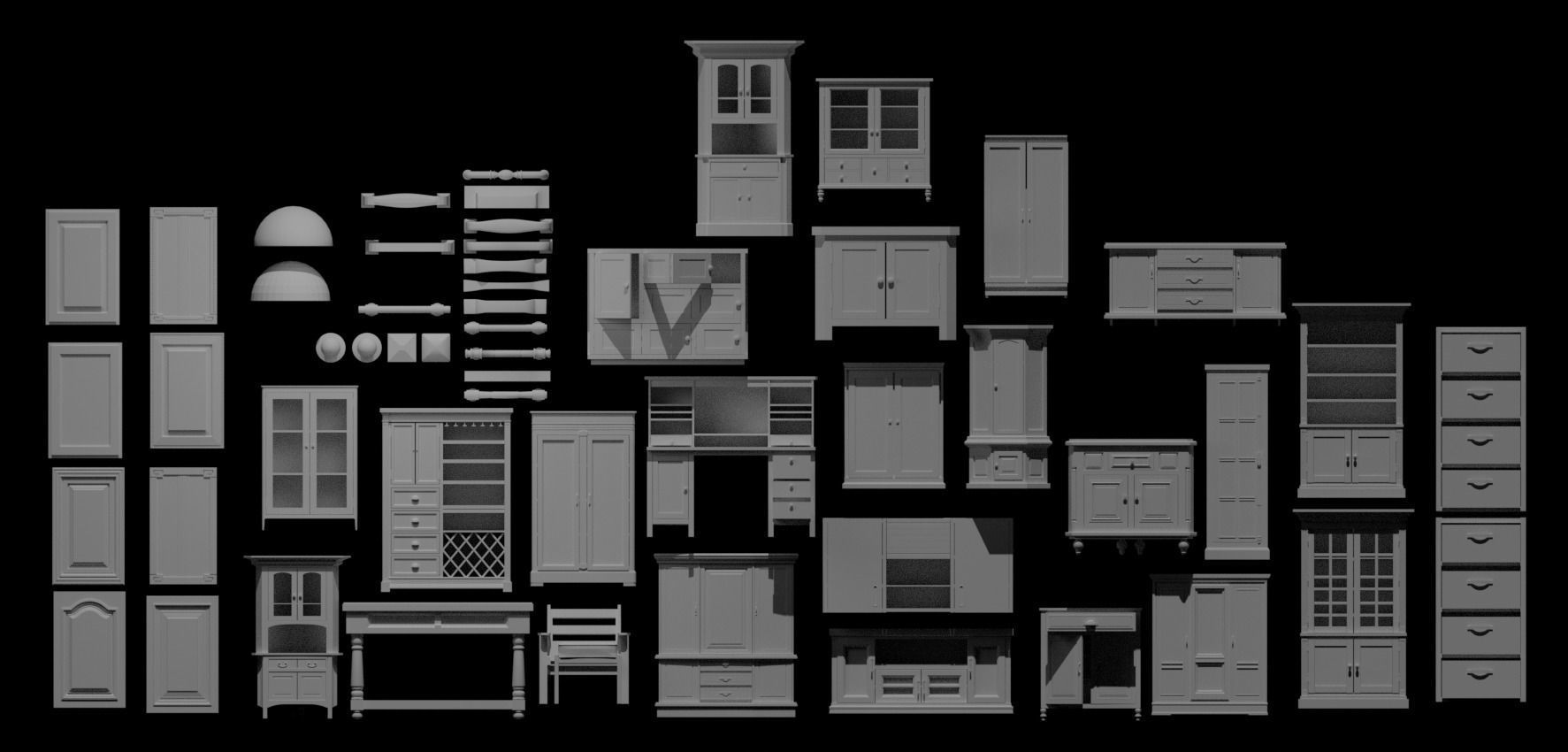 Cabinet Collection chest of drawers Low-poly 3D model_21