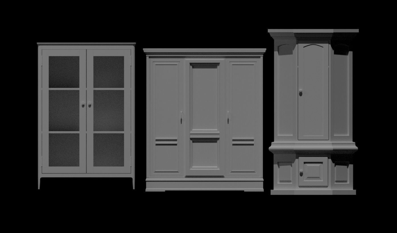 Cabinet Collection chest of drawers Low-poly 3D model_29