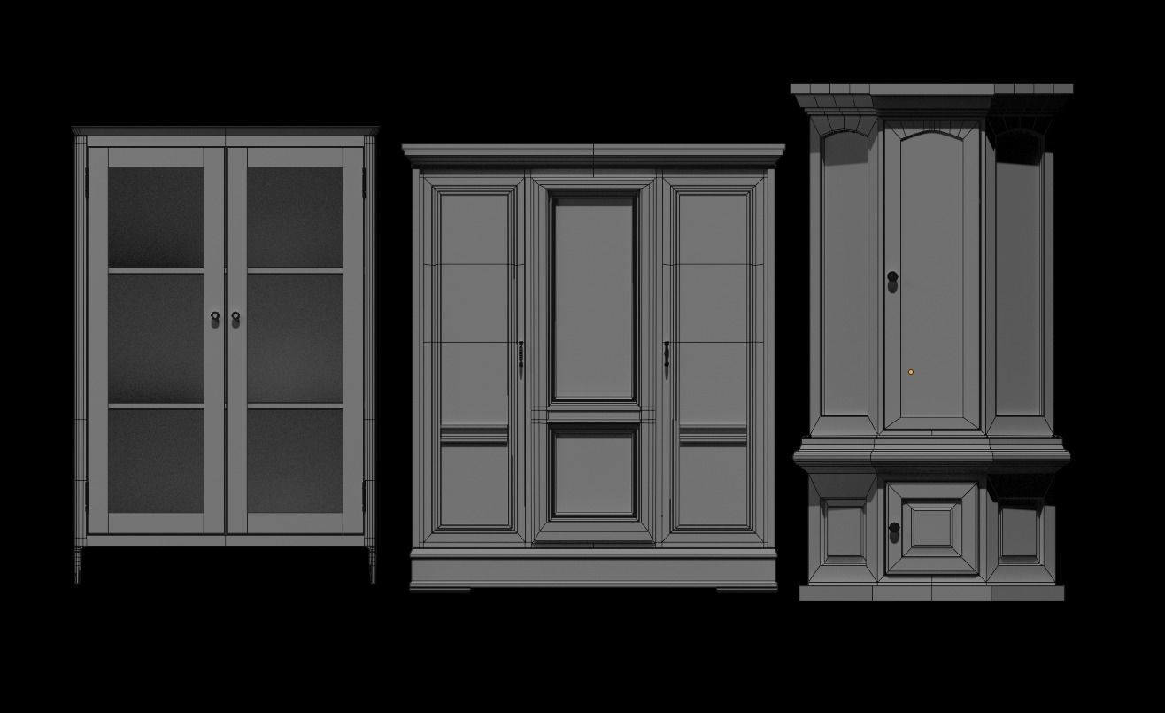 Cabinet Collection chest of drawers Low-poly 3D model_30