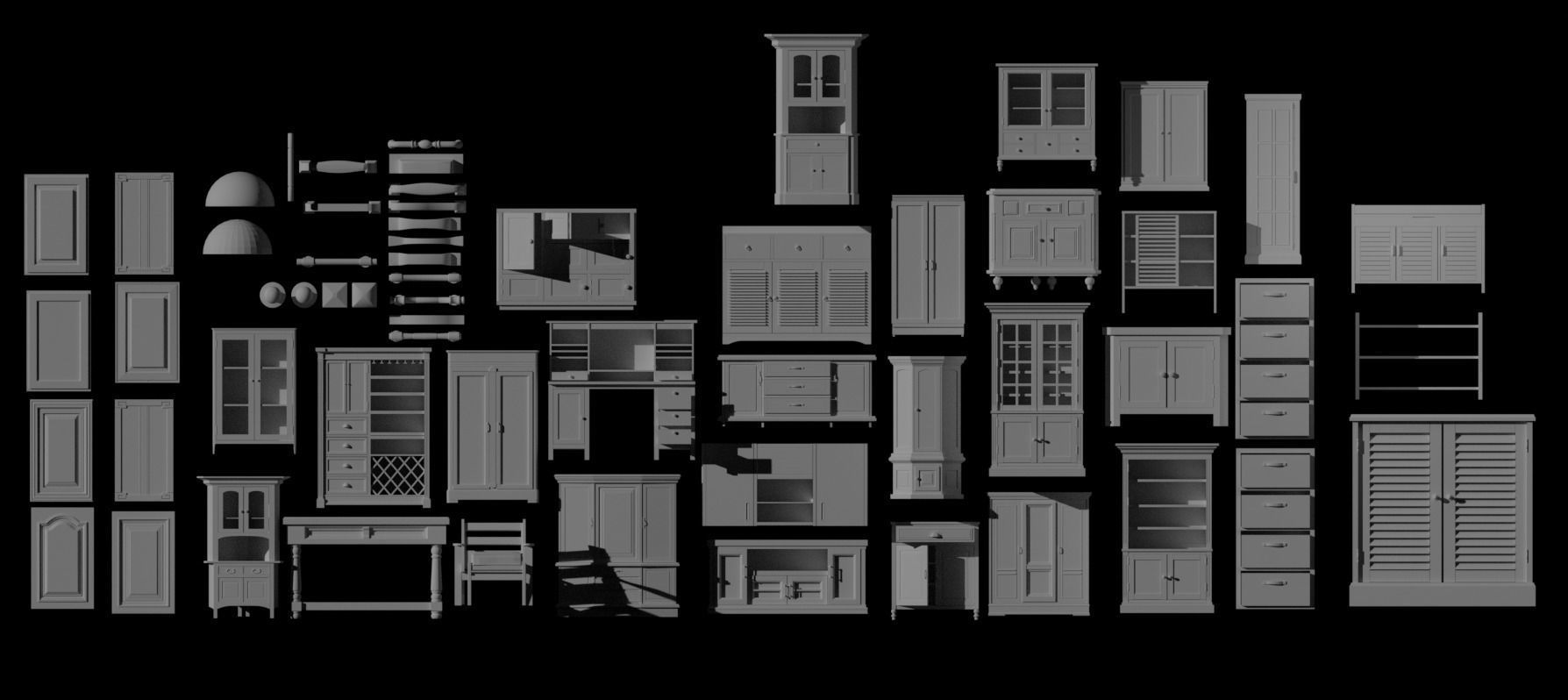 Cabinet Collection chest of drawers Low-poly 3D model_28