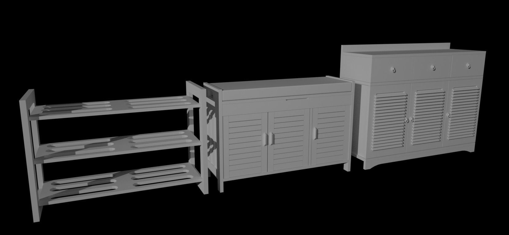 Cabinet Collection chest of drawers Low-poly 3D model_24