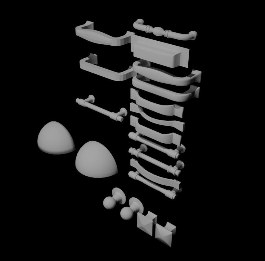 Cabinet Collection chest of drawers Low-poly 3D model_14