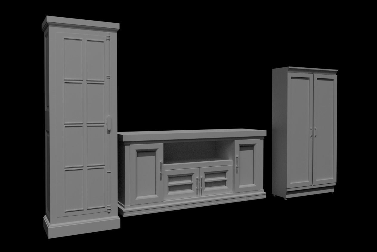 Cabinet Collection chest of drawers Low-poly 3D model_33