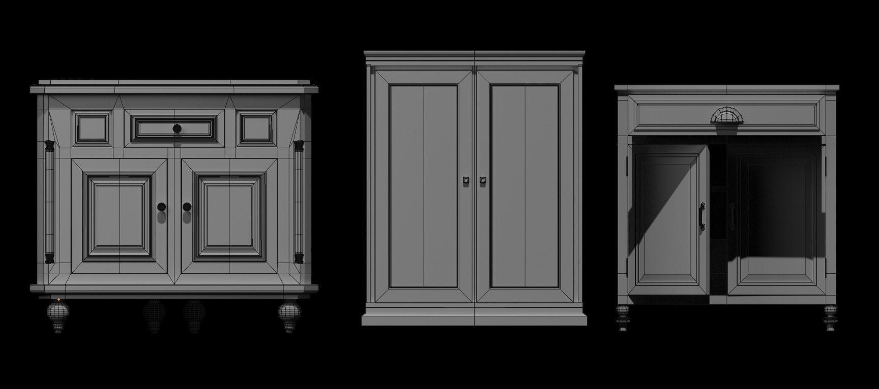 Cabinet Collection chest of drawers Low-poly 3D model_32