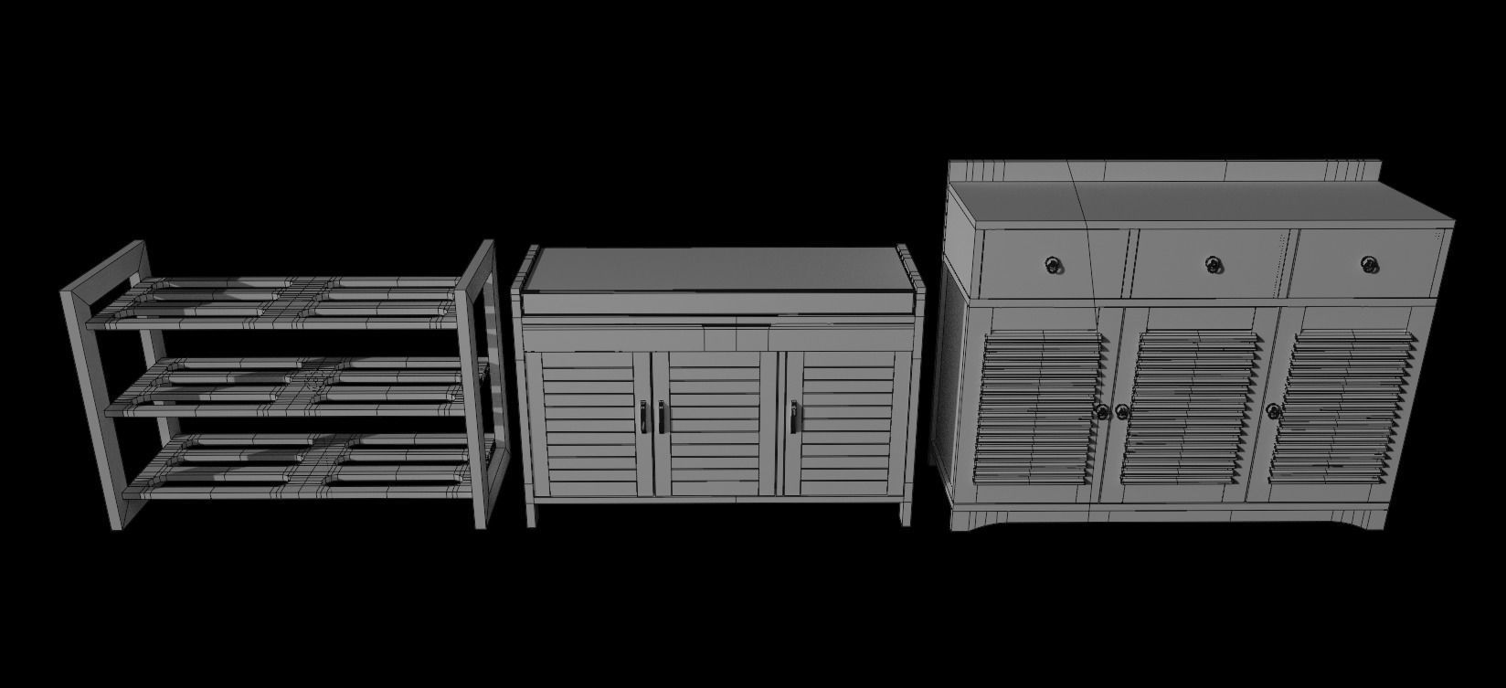 Cabinet Collection chest of drawers Low-poly 3D model_25