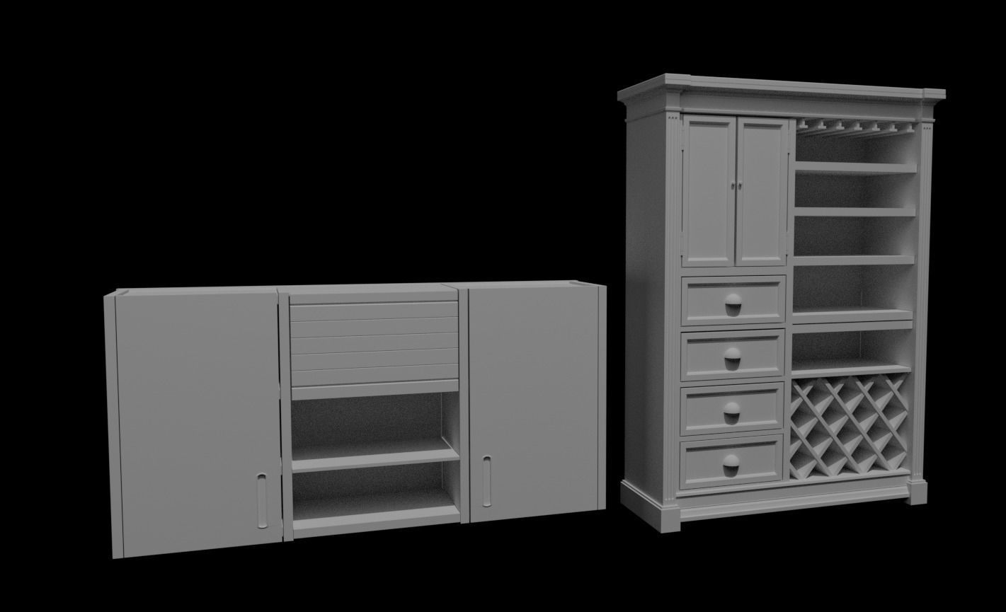 Cabinet Collection chest of drawers Low-poly 3D model_12