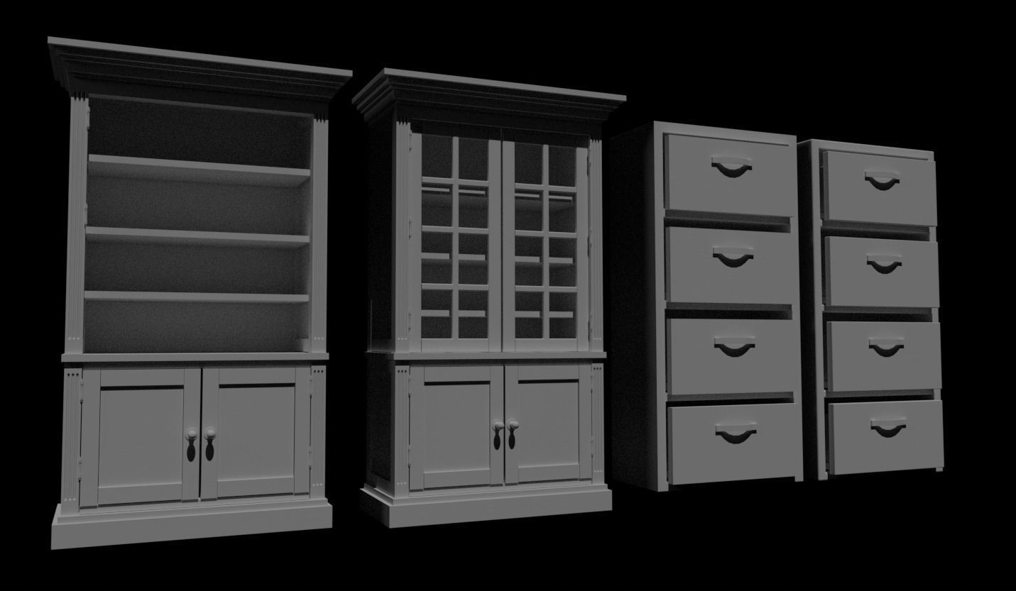 Cabinet Collection chest of drawers Low-poly 3D model_22