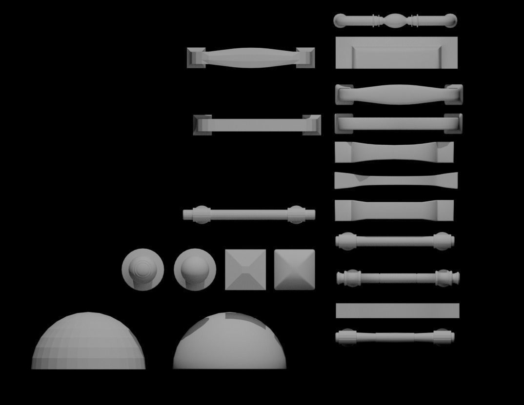 Cabinet Collection chest of drawers Low-poly 3D model_16