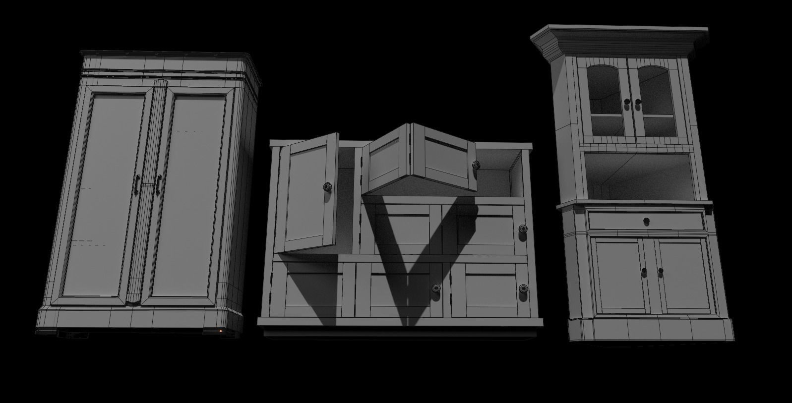 Cabinet Collection chest of drawers Low-poly 3D model_11