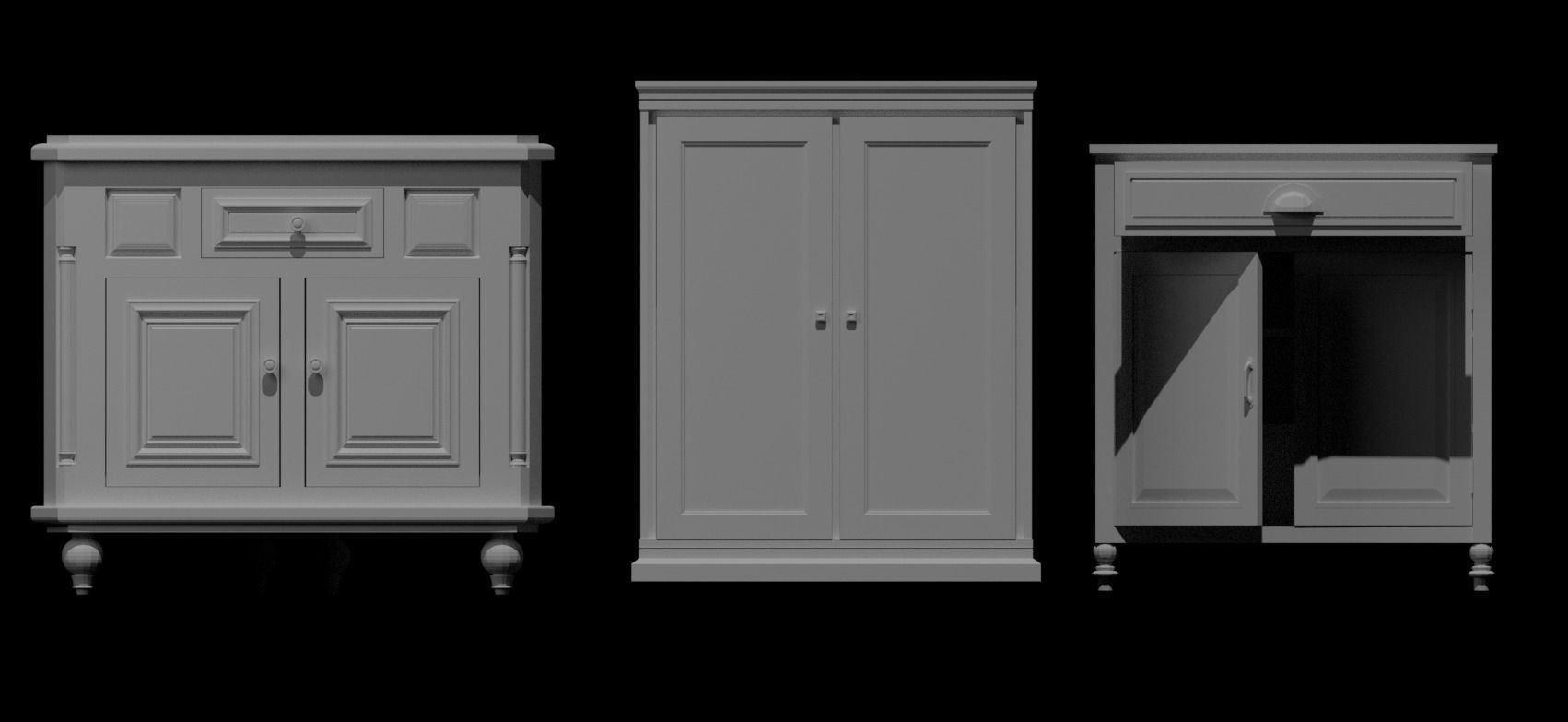 Cabinet Collection chest of drawers Low-poly 3D model_31
