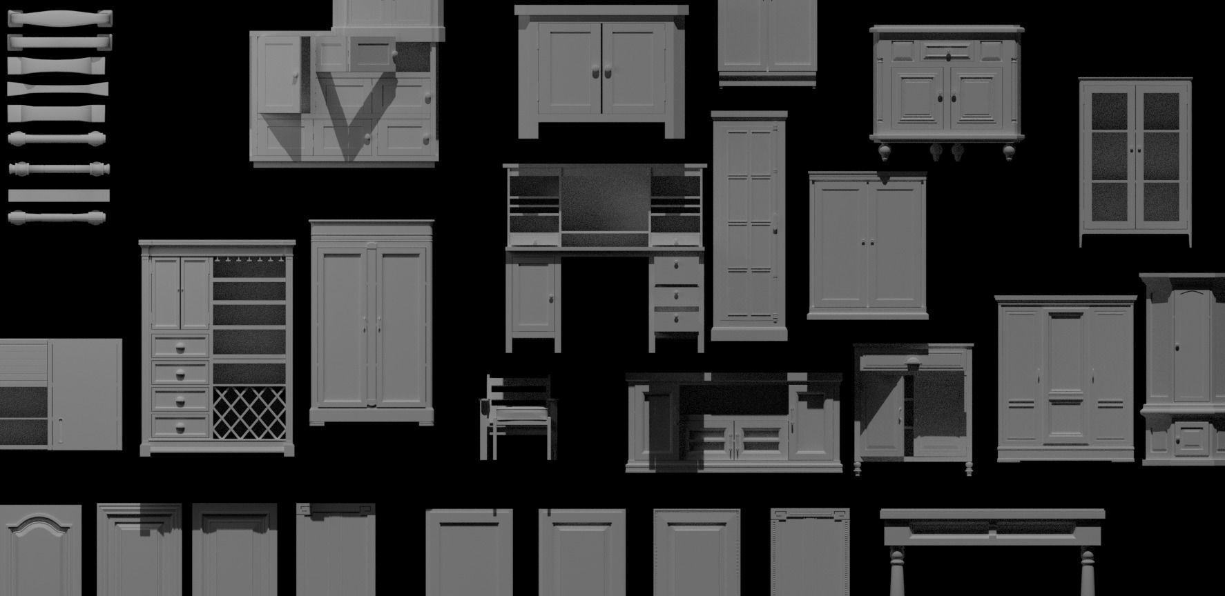 Cabinet Collection chest of drawers Low-poly 3D model_20