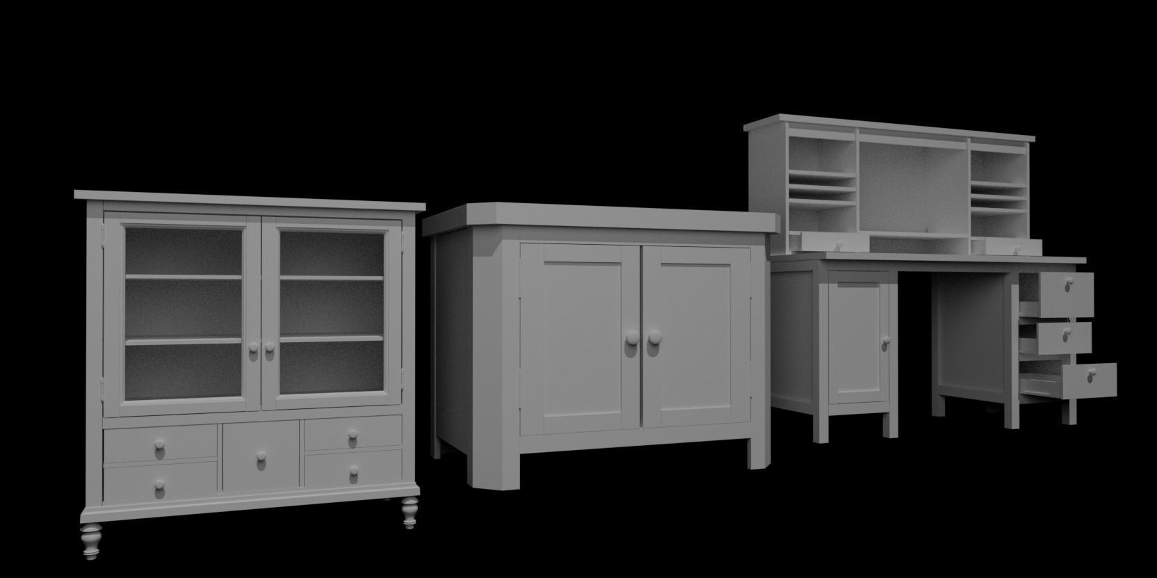 Cabinet Collection chest of drawers Low-poly 3D model_35