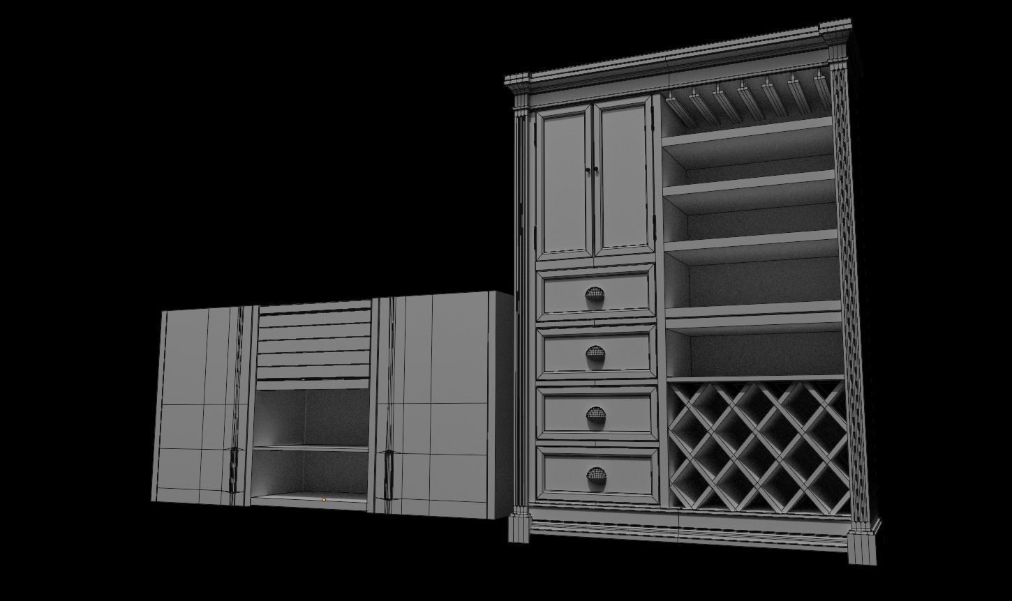 Cabinet Collection chest of drawers Low-poly 3D model_13