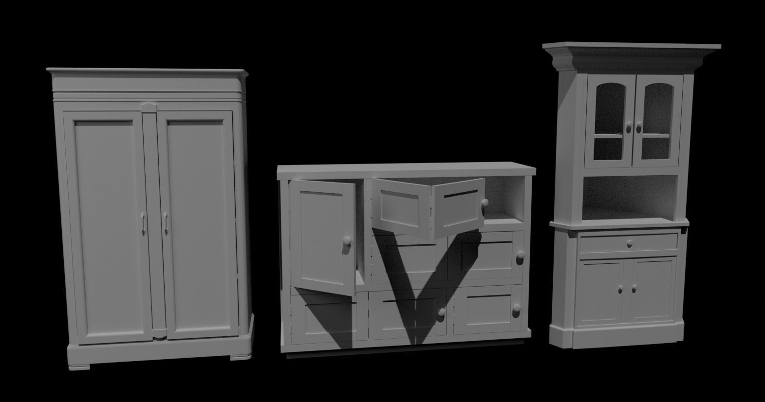 Cabinet Collection chest of drawers Low-poly 3D model_10