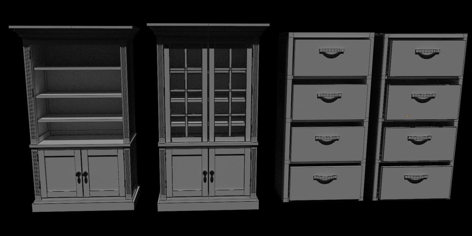 Cabinet Collection chest of drawers Low-poly 3D model_23