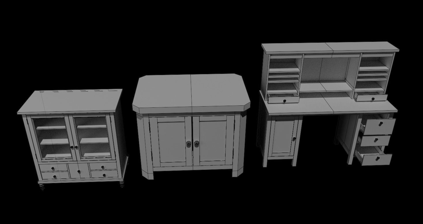Cabinet Collection chest of drawers Low-poly 3D model_9