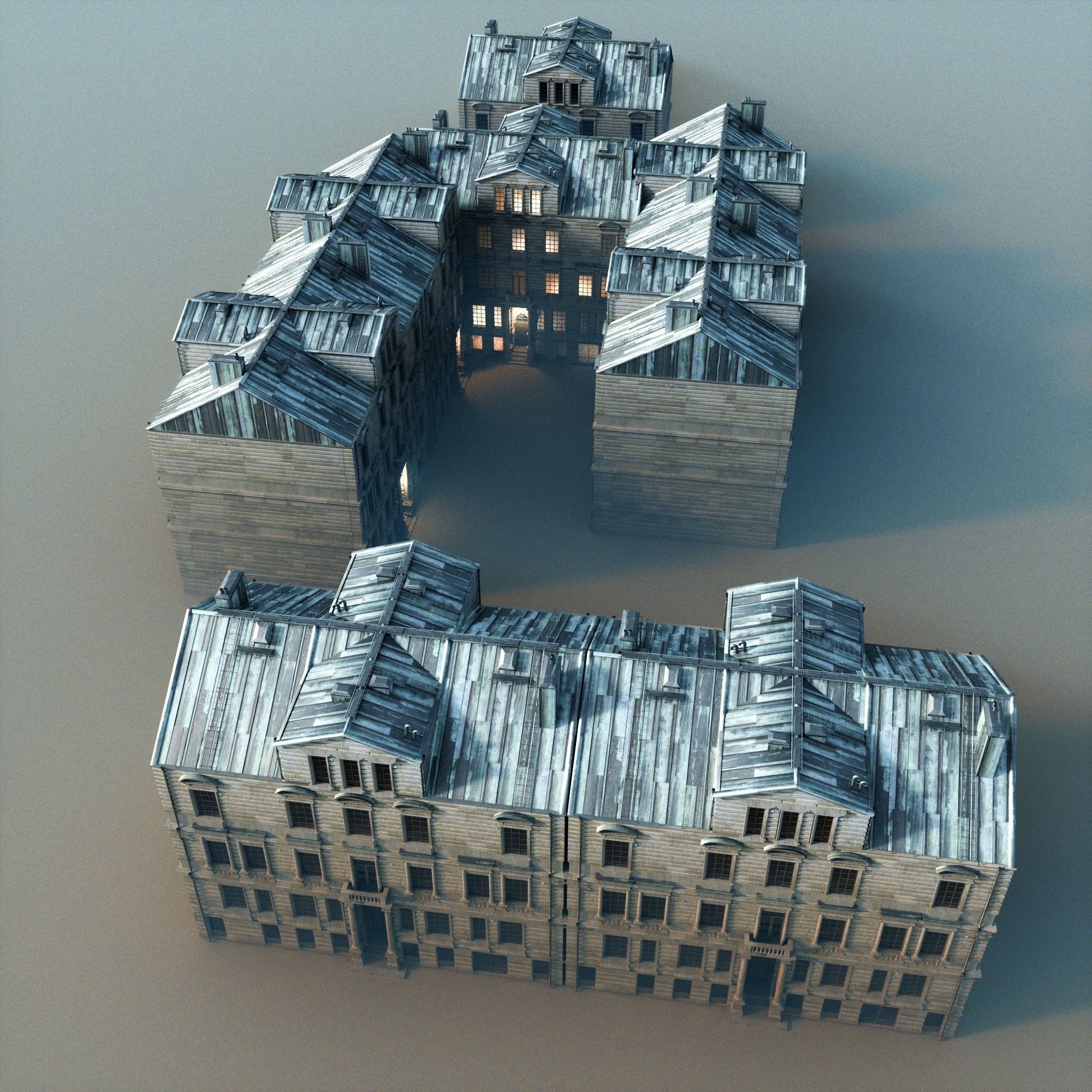 Old appartment building 1700s A 3D model_5