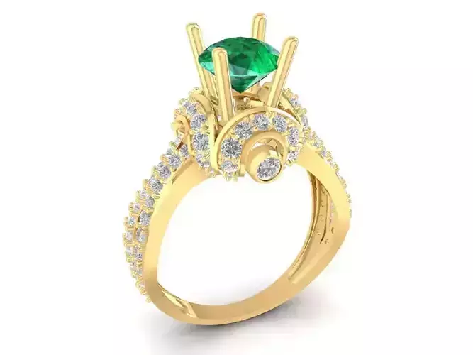 Elegant Vintage Emerald Halo Engagement Ring for Women  883
