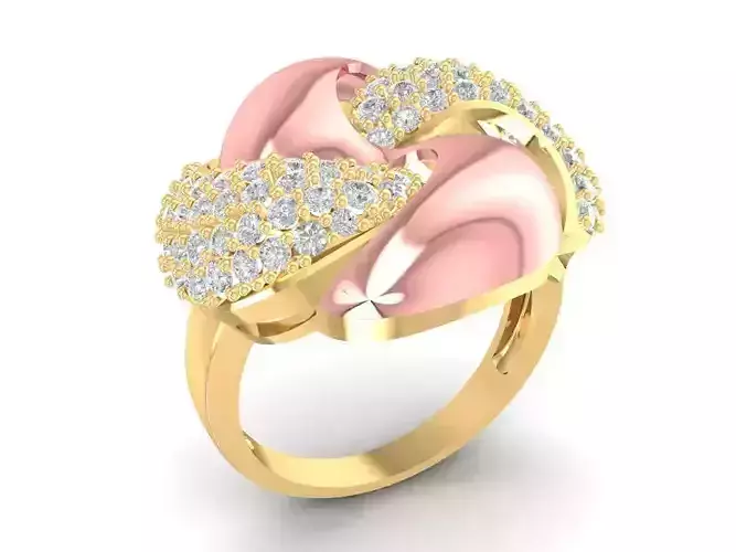 Elegant Twisted Petal Diamond Ring for Women 885