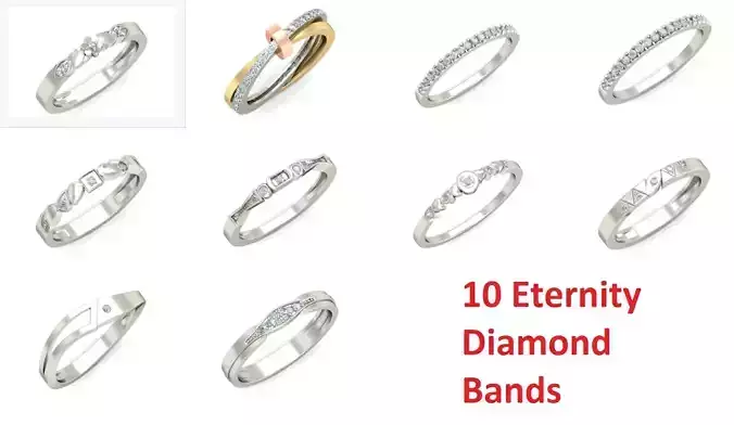 10 Eternity Band ring 3dm stl renders details  3D Model Collection
